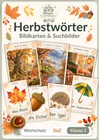 Vorschau - Bildkarten - Herbstwörter - 30 Bildkarten & 3 Suchbilder für Klasse 1 & DaZ - Deckblatt