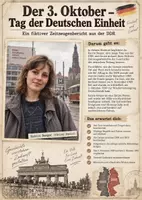 Vorschau - Stundenentwürfe - Tag der Deutschen Einheit – Fiktiver Zeitzeugenbericht aus der DDR | 2 Varianten + Arbeitsblätter & Lösungen - Deckblatt