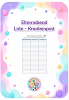 Vorschau - Anderer Materialtyp - Krankenpost Liste für den Elternabend - Deckblatt