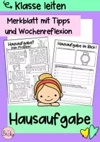 Vorschau - Arbeitsblätter - Hausaufgabe Merkblatt und Reflexion (Schulanfang) - Deckblatt