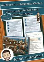 Vorschau - Arbeitsblätter - Aufbruch in unbekannte Welten – Lesespurgeschichte mit Rätselaufgaben (Klasse 7) - Deckblatt