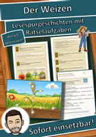Vorschau - Mal- und Bastelvorlagen - Der Weizen – Lesespurgeschichte mit Rätselaufgaben (Klasse 8) - Deckblatt