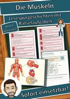 Vorschau - Arbeitsblätter - Die Muskeln – Lesespurgeschichte mit Rätselaufgaben (Klasse 7) - Deckblatt