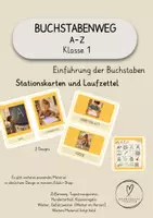 Vorschau - Stationenlernen - Buchstabenweg - Stationskarten & Laufzettel - Boho Design - Deckblatt