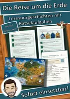 Vorschau - Arbeitsblätter - Die Reise um die Erde – Lesespurgeschichte mit Rätselaufgaben (Klasse 5) - Deckblatt