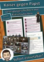 Vorschau - Arbeitsblätter - Kaiser gegen Papst – Lesespurgeschichte mit Rätselaufgaben (Klasse 7) - Deckblatt