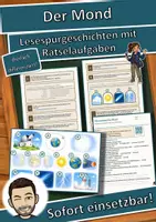 Vorschau - Arbeitsblätter - Der Mond – Lesespurgeschichte mit Rätselaufgaben (Klasse 7) - Deckblatt