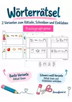 Vorschau - Arbeitsblätter - Wörterrätsel Basisgrapheme– 2 Varianten zum Rätseln - Deckblatt
