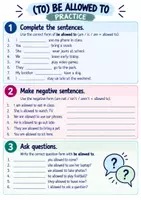 Vorschau - Arbeitsblätter - Verb (To) Be Allowed To – Merkblatt & Übungsblatt | Englisch - Seite 1