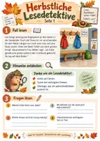 Vorschau - Arbeitsblätter - Herbstliche Lesedetektive - sofort einsetzbar + s/w Version - Seite 1