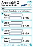 Vorschau - Arbeitsblätter - Division mit Probe Klasse 4 | Mathematik Klasse 4 | 10 Arbeitsblätter als PDF - Seite 2