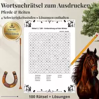 Vorschau - Spiele - Pferde & Reiten – 100 Wortsuchrätsel | Suchsel & Arbeitsblätter mit Lösungen - Deckblatt