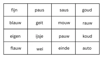 Voorbeeld - bewegend leren - spelling - tweetekenklanken - Pagina 1