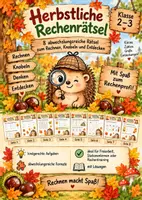Vorschau - Arbeitsblätter - Herbstliche Rechenrätsel - sofort einsetzbar + s/w Version - Deckblatt