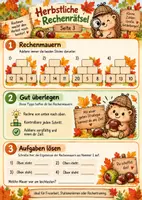 Vorschau - Arbeitsblätter - Herbstliche Rechenrätsel - sofort einsetzbar + s/w Version - Seite 3