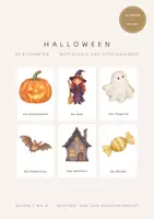 Vorschau - Bildkarten - Halloween Bildkarten / 34 Wortschatzkarten mit Bild und Artikel in Druckschrift / Deutsch DaZ Englisch Grundschule Klasse 1 bis 4 - Deckblatt