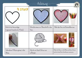 Vorschau - Mal- und Bastelvorlagen - Kunst Grundschule – 3D Herz als Hängedeko basteln mit kreativem Schreibanlass | Grundschule Kunst und Deutsch, Klasse 1, Klasse 2, Klasse 3, Klasse 4 - Seite 3