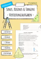 Vorschau - Arbeitsblätter - SINUS, KOSINUS & TANGENS - Vertiefungsaufgaben - Deckblatt