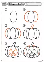 Vorschau - Mal- und Bastelvorlagen - Halloween-Kürbis zeichnen - Kreativkiste | Schritt-für-Schritt-Zeichenanleitung | Freebie - Seite 1