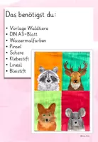 Vorschau - Mal- und Bastelvorlagen - Kunst Herbst Waldtiere Pop Art – Kunstprojekt Tierportraits | Klasse 1–4 - Seite 3