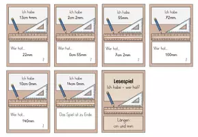Vorschau - Spiele - Lesespiel Längen (cm, mm): ich habe...wer hat...? - Deckblatt