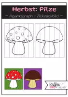 Vorschau - Mal- und Bastelvorlagen - Agamograph Zickzackbild Herbst Pilze - Deckblatt