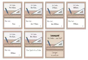 Vorschau - Spiele - Lesespiel Längen (m,cm): ich habe... wer hat...? - Deckblatt
