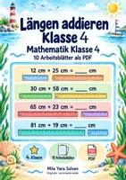 Vorschau - Arbeitsblätter - Längen addieren Klasse 4 | Mathematik Klasse 4 | 10 Arbeitsblätter als PDF - Deckblatt