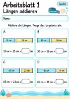Vorschau - Arbeitsblätter - Längen addieren Klasse 4 | Mathematik Klasse 4 | 10 Arbeitsblätter als PDF - Seite 1