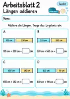 Vorschau - Arbeitsblätter - Längen addieren Klasse 4 | Mathematik Klasse 4 | 10 Arbeitsblätter als PDF - Seite 2