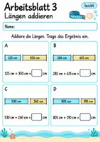 Vorschau - Arbeitsblätter - Längen addieren Klasse 4 | Mathematik Klasse 4 | 10 Arbeitsblätter als PDF - Seite 3