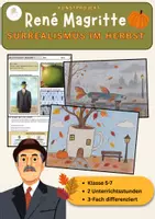 Vorschau - Unterrichtsreihen - René Magritte & Surrealismus im Herbst | Kunstprojekt Klasse 5–7 | differenziert - Deckblatt