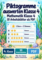 Vorschau - Arbeitsblätter - Piktogramme auswerten Klasse 4 | Mathematik Klasse 4 | 10 Arbeitsblätter als PDF - Deckblatt