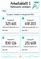 Vorschau - Arbeitsblätter - Stellenwerte verändern Klasse 4 | Mathematik Klasse 4 | 10 Arbeitsblätter als PDF - Seite 1