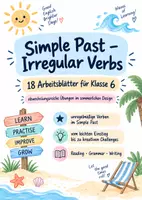 Vorschau - Arbeitsblätter - Simple Past – Irregular Verbs | 18 abwechslungsreiche Arbeitsblätter Englisch Klasse 6 | unregelmäßige Verben üben | Summer & Holidays | Reading, Writing & Grammar - Deckblatt