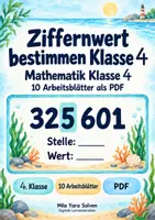 Vorschau - Arbeitsblätter - Ziffernwert bestimmen Klasse 4 | Mathematik Klasse 4 | 10 Arbeitsblätter als PDF - Deckblatt