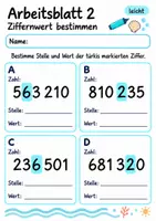 Vorschau - Arbeitsblätter - Ziffernwert bestimmen Klasse 4 | Mathematik Klasse 4 | 10 Arbeitsblätter als PDF - Seite 2