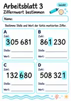 Vorschau - Arbeitsblätter - Ziffernwert bestimmen Klasse 4 | Mathematik Klasse 4 | 10 Arbeitsblätter als PDF - Seite 3