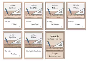Vorschau - Spiele - Lesespiel Längen (km,m,cm,mm): ich habe... wer hat...? - Deckblatt