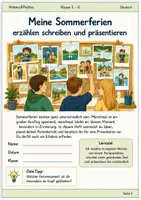 Vorschau - Arbeitsblätter - Meine Sommerferien, erzählen, schreiben und präsentieren - Deckblatt