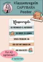 Vorschau - Poster - Klassenregeln für Capybara Klasse - Deckblatt