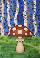 Vorschau - Mal- und Bastelvorlagen - KUNSTPROJEKT: (3D) Fliegenpilz im Birkenwald - Seite 2