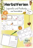 Vorschau - Arbeitsblätter - Herbstferien Rückblick: Leporello und Postkarte (Kl.2-4) - Deckblatt