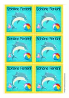 Vorschau - Mal- und Bastelvorlagen - Feriengrüße Delfinklasse Sommerferien kostenlos - Seite 1