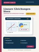 Vorschau - Unterrichtsreihen - Lineare Gleichungen lösen
Mathematik Klasse 7/8 · Arbeitsheft mit ausführlichen Lösungen und Gruppenaufgabe - Deckblatt