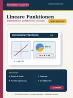 Vorschau - Unterrichtsreihen - Lineare Funktionen
Mathematik Klasse 7/8 · Arbeitsheft mit ausführlichen Lösungen und Gruppenaufgabe - Deckblatt