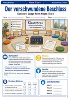 Vorschau - Spiele - Klassenrat Escape Room Klasse 5 bis 8 Der verschwundene Beschluss - Deckblatt