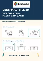 Vorschau - Arbeitsblätter - Lese-Mal-Bilder – Welches Bild passt zum Satz? | Klasse 1/2 | 25 Arbeitsblätter - Deckblatt