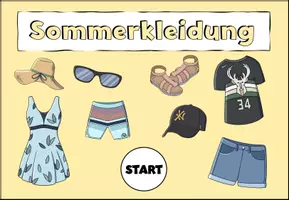 Vorschau - Interaktives Material - DaZ - Interaktives Wortschatztraining "Sommerkleidung" DaZ / DaF / Deutsch - Seite 1