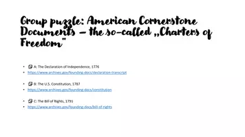 Vorschau - Präsentationen/Tafelbilder - Englisch Unterrrichtssequenz Group puzzle American Cornerstone Documents: The Declaration of Independence, the US Constitution, the Bill of Rights - Seite 2